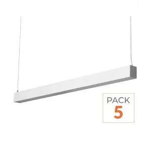 Réglette Suspendue LED Large 120cm 35W Blanc (Lot de 5) - Blanc Froid 6000K - 8000K