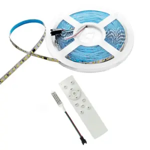 Ruban LED 10M Effet Dynamique 120LED/m 24V 10W/m + Contrôleur RF 12-24V pour Ruban LED - Blanc Neutre 4000K - 5500K