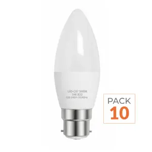 Pack de 10 - Ampoule LED B22 6W 220V C37 180° - Blanc Froid 6000K - 8000K