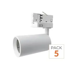 Spot LED sur Rail 80° Triphasé BLANC pour Ampoule GU10 - Pack de 5