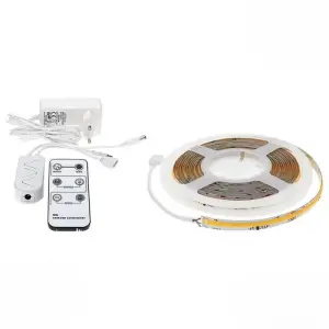 Ruban LED COB 5M Effet Dynamique 360LED/m 24V IP65 + Télécommande et Transformateur - Blanc Chaud 2300K - 3500K