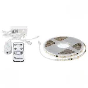 Ruban LED 5M Effet Dynamique 126LED/m 12V IP65 + Télécommande et Transformateur - Blanc Chaud 2300K - 3500K