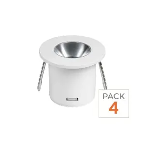 Mini Spot LED Encastrable 1W 90° Rond Blanc - Pack de 4