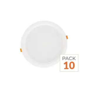 Spot LED Encastrable Plat Étanche 30W BLANC Transformateur Intégré - Pack de 10 - Blanc Froid 6000K - 8000K