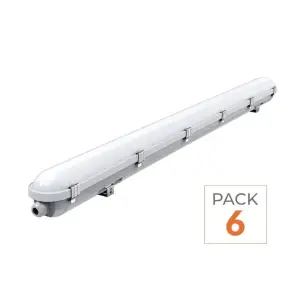 Réglette LED 120cm Étanche IP65 CCT - Puissance Ajustable 22/28/34/40W - 3000K/4000K/6500K - Pack de 6