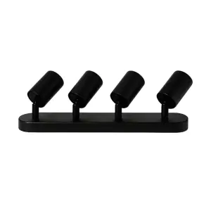 Plafonnier 4 Spots Orientables Alu Noir pour Ampoule GU10