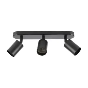 Plafonnier 3 Spots Orientables Alu Noir pour Ampoule GU10