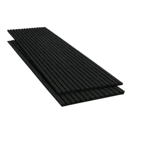 Lot de 2 Panneaux Acoustiques Muraux Bois 240x60x2,2cm - Couleur Noir avec Fond Noir