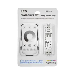 Kit Contrôleur LED Monocouleur RF 5-36V DC Max 8A avec Télécommande - Blanc