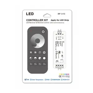 Kit Contrôleur LED Monocouleur RF 5-36V DC Max 8A avec Télécommande - Noir