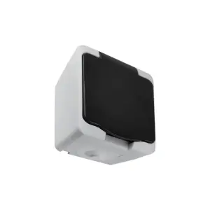 Prise Étanche + Clapet Noir IP54 2P+T Saillie
