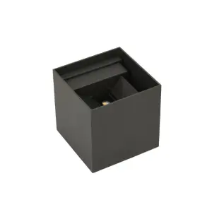 Applique Murale Graphite Grise 12W Double Faisceau IP65 Cube - Blanc Neutre 4000K - 5500K