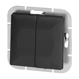 Interrupteur Mural Double Encastré 10A - Noir mat