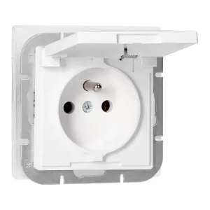 Prise Encastrée 2P+T 16A 250V avec Clapet - Blanc