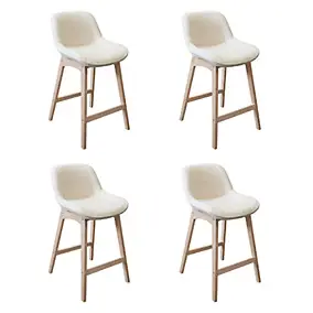 Chaise en tissu bouclette blanc et pieds en bois Homesight Milk, 4 pièces