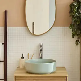 Vasque à poser ronde en céramique vert sauge Ø36 x H.12 cm, Homesight Romeo