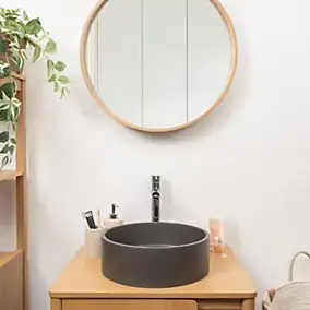Vasque à poser ronde en grès noire Ø36 x H.12 cm, Homesight Swan