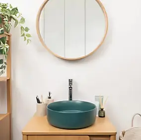 Vasque à poser ronde en céramique vert sapin mat Ø36 x H.12 cm, Homesight Romeo