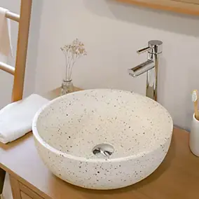 Vasque à poser ronde en terrazzo Ø38 x H.13,5 cm, Homesight Jane