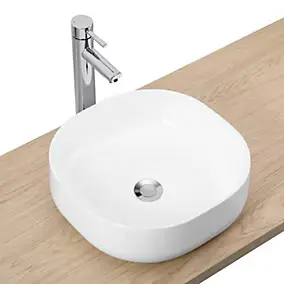 Vasque à poser carrée en céramique blanche l.37 x P.37 cm, Homesight Loomy