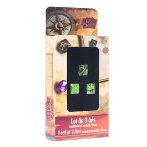 Lot de 3 dés 6 modificateur négatif Vert Noir