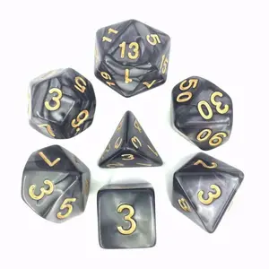 Lot de 7 dés - Noir Nacré et Or - HD Epic forge