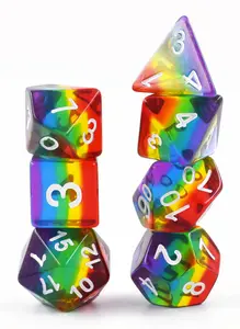 Lot de 7 dés - Arc-en-ciel transparent - Epic Forge