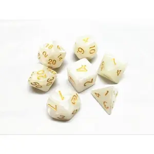 Lot de 7 dés - Blanc Nacré et Or - HD Dice