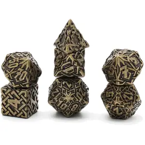 Set de 7 dés 16 mm Metal Interlace Gold
