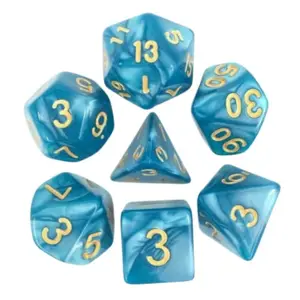 Lot de 7 dés - Bleu nacré et Or - Epic Forge
