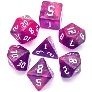 Lot de 7 dés - Rose Paillettes - Epic Forge