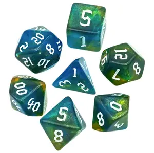Lot de 7 dés - Vert et Bleu Paillettes - Epic Forge