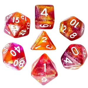 Lot de 7 dés - Violet et Orange paillettes - Epic Forge