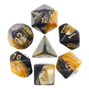 Lot de 7 dés - Noir et Jaune mélange de couleurs - Epic Forge