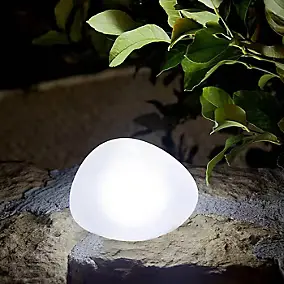 Lampe solaire décorative galet blanc ∅.16cm Lumisky, Solenzara