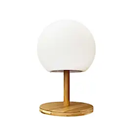 Lampe de table sans fil LED intégrée dimmable 1.2 W Luny Lumisky bois blanc mat l.18 x H. 28 x P.18 x Ø 18 cm