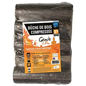 Bûche compressée longue durée Génie vendue par 5 pièces
