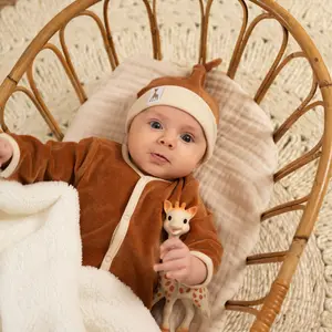Pyjama en velours camel Sophie la girafe (naissance)