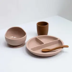 Coffret repas en silicone Sable-Caramel (4 pièces)