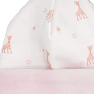 Bonnet de naissance en coton rose Sophie la girafe (1-3 mois)