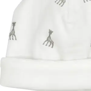 Bonnet de naissance en coton blanc Sophie la girafe (1-3 mois)