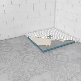 Receveur de douche extra-plat à carreler 90 x 90 cm, bonde centrale, Galedo Showerplate