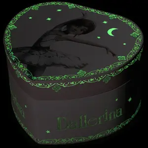 Boîte à bijoux musicale phosphorescente coeur Ballerina