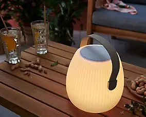 Lampe enceinte bluetooth nomade LED RGB 5W IP44 H.23cm Lumisky Mini May Play