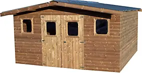 Abri de jardin Habrita Thermabri en bois coloris naturel ép.28 mm surface extérieure 15,14 m²