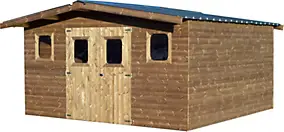 Abri de jardin Habrita Thermabri en bois coloris naturel ép.28 mm surface extérieure 19,69 m²