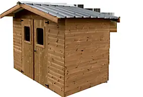Abri de jardin Habrita Thermabri en bois coloris naturel ép.28 mm surface extérieure 7,62 m²