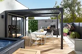 Pergola bioclimatique autoportante manuelle aluminium Habrita PER3630BI gris 3,60 x 3 m