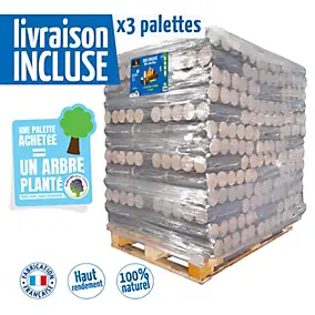 Bûche densifiées Woodstock 104 packs de 5 bûches (3 palettes) - Prêt à l'emploi ≤ 10 %