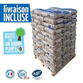 Granulés bois Woodstock 1 palette, 66 sacs de 15kg, DINplus NF - bois naturel